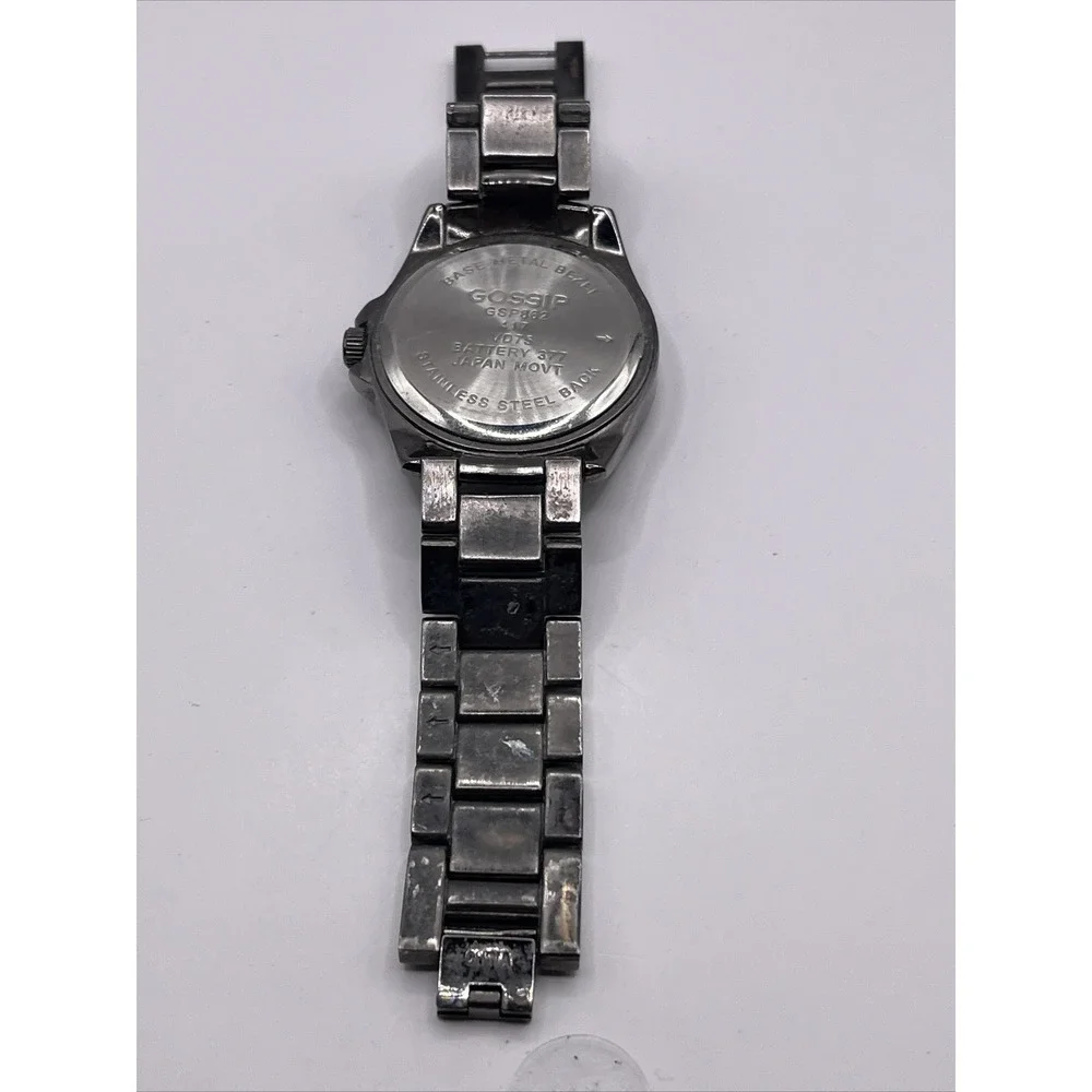 Gossip Women's‎ Quartz Watch GSP862 Brushed Gunmetal Rhinestones- New Battery